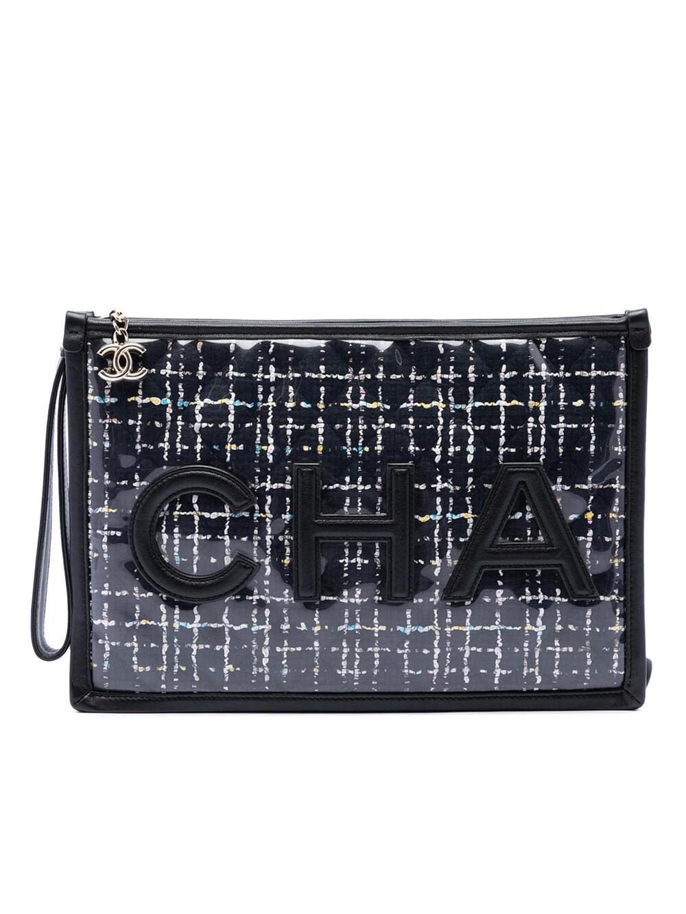 Chanel Large Quilted Tweed Pvc Logo #359005C13B